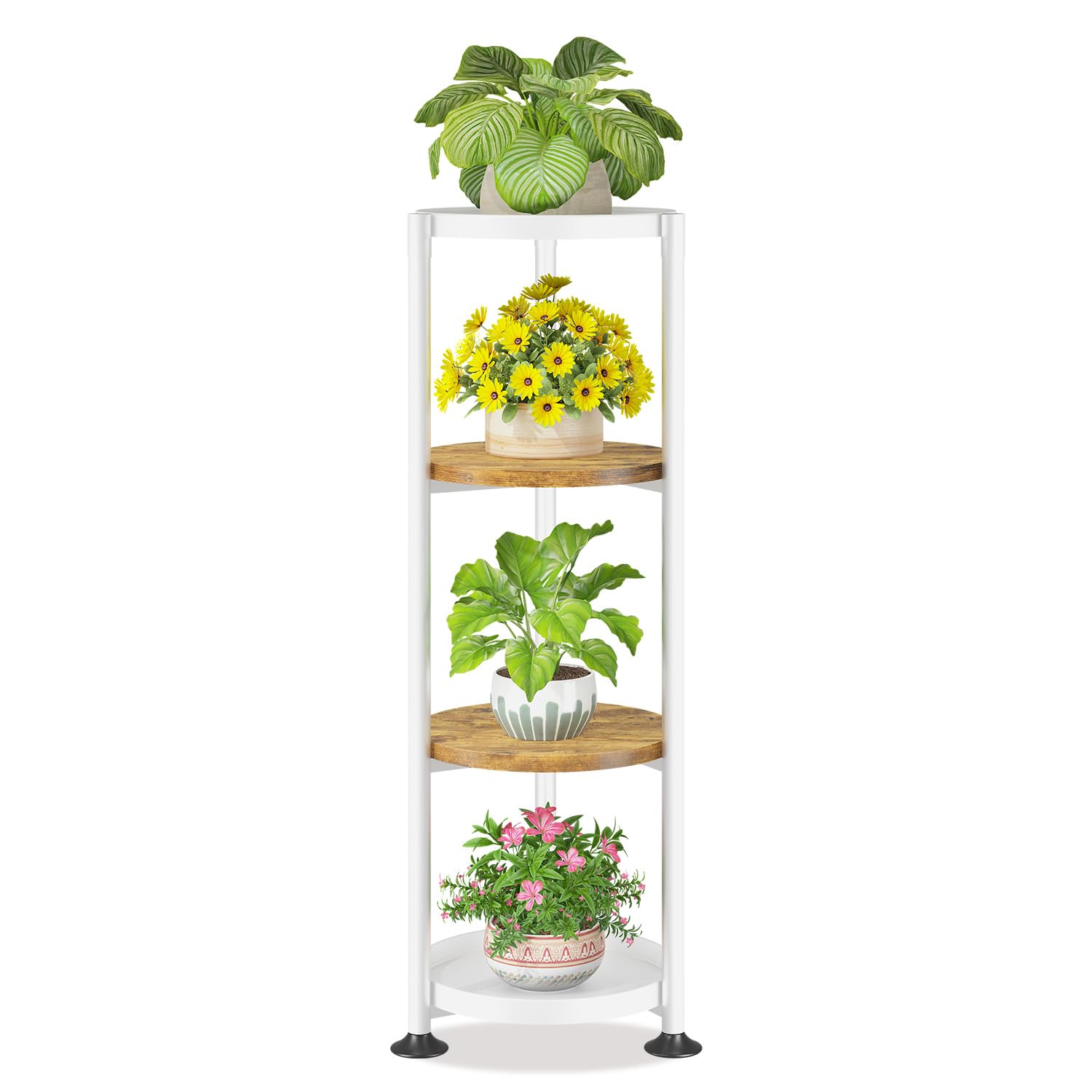 LASZOLA 4 Tier White Plant Stand Indoor for Large Tall Heavy Duty Flower Planter