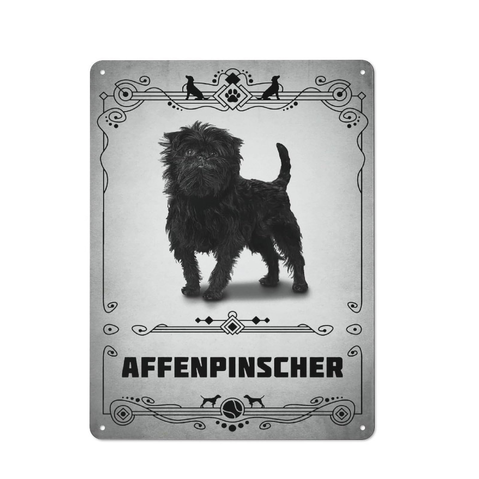 Junmoney Style-16 Tin Wall Plaque 40X30cm With Affenpinscher For Studio Or Craft Room, Suited To Studio Decor Lovers