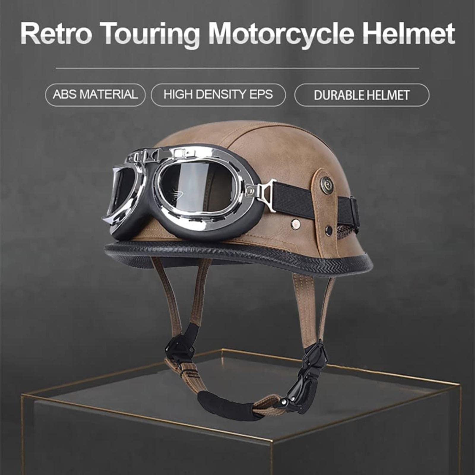 EBAYIN Casque Bol Vintage Moto Jet Casque Open Face Casque Moto RéTro Harley Casque Dot ECE Certifié Cruiser Chopper Scooter Pilote Casque Jet,H-XXXL(65~66cm)