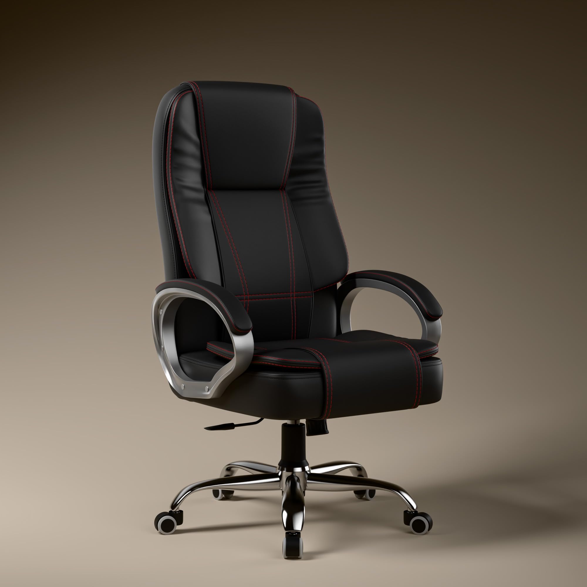 Green Soul Vienna Premium Leatherette Office Chair, High Back Ergonomic Home Office Executive Chair with Spacious Cushion Seat & Heavy Duty Metal Base (Forest Black)