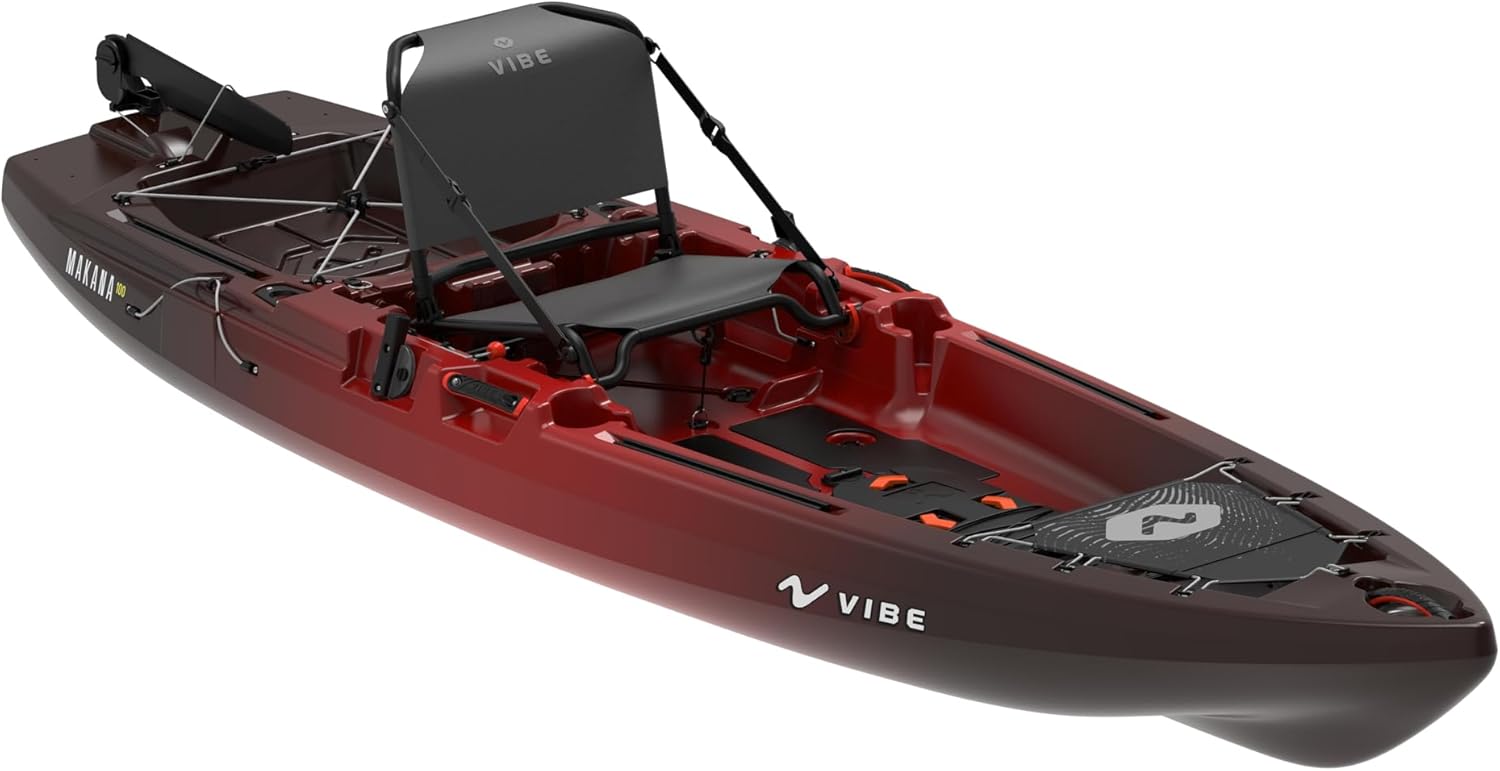 Vibe Makana 100 Fishing Kayak - 10 Ft, Customizable, Lightweight Kayak with Ample Storage | Includes Vibe Hero Seat 2.0, No Drive