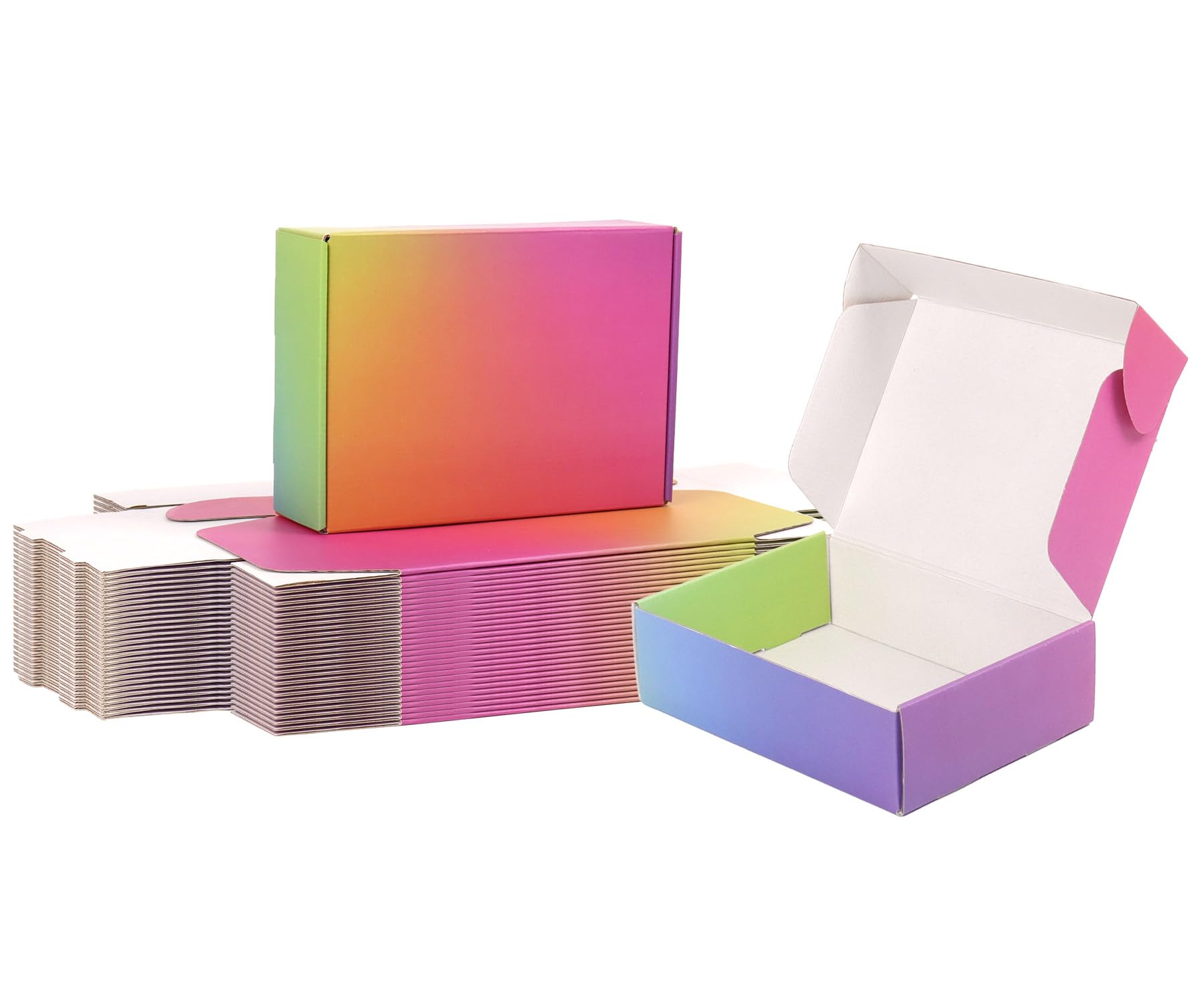DEZIBOX 7x5x2 Shipping Boxes Small, 45 Pack Rainbow Corrugated Cardboard Mailer Boxes for Small Business, Mailing, Packaging