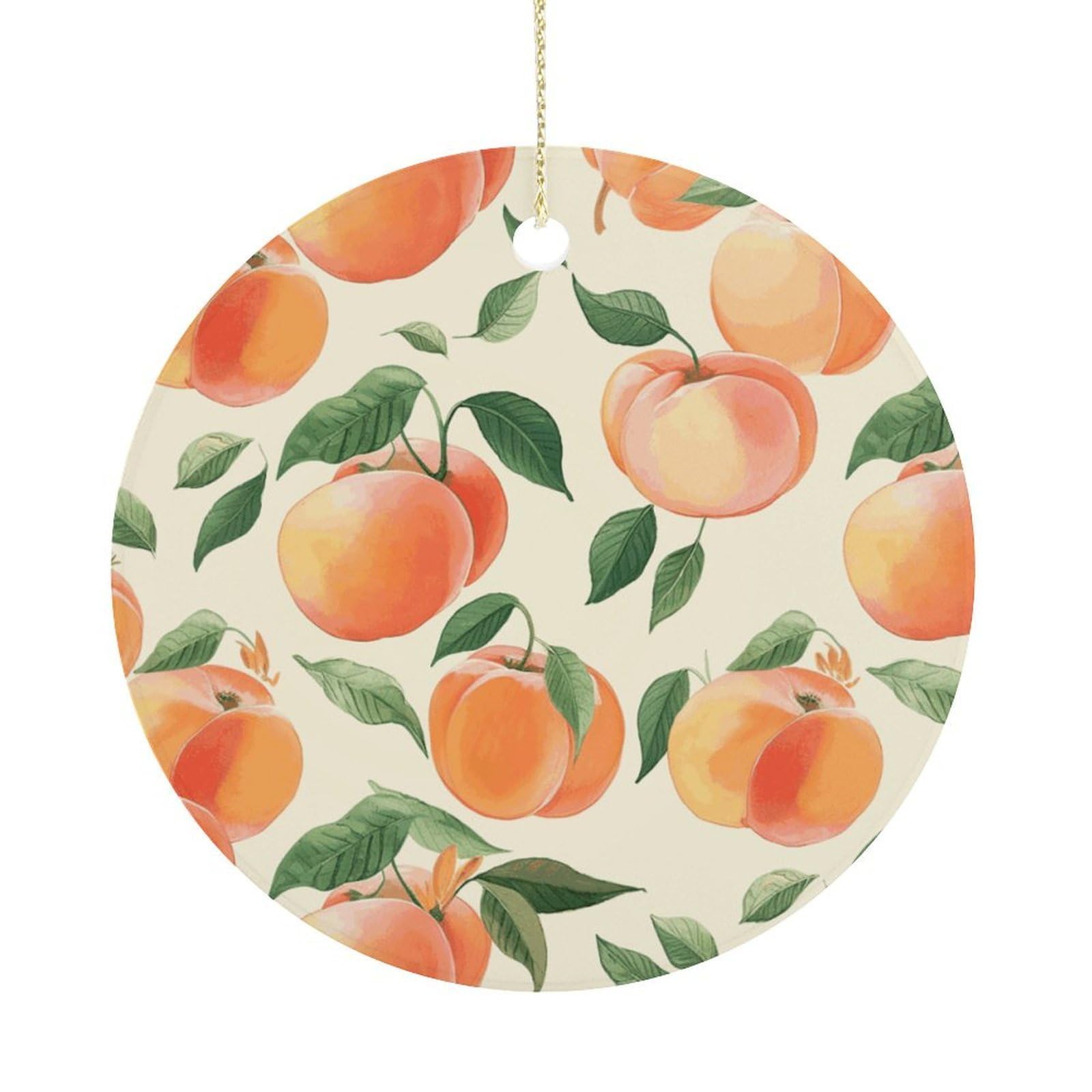 Peach Christmas Ornaments Colorful Round Ceramic Ornament Christmas Hanging Decor Christmas Tree Decorations Xmas Keepsake for Women Men Xmas Holiday Party