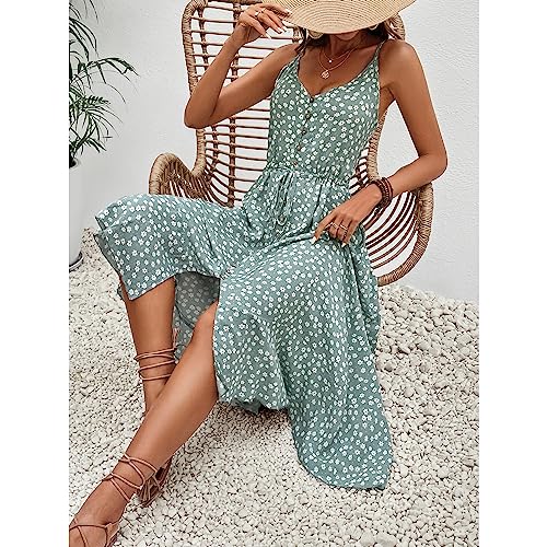Image of BROVAVE Women's 2026 Summer Casual Boho Sundress Spaghetti Strap Midi Dress