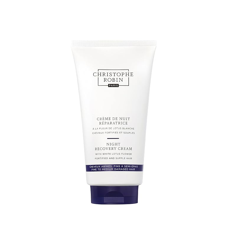 Christophe Robin Creme Noturno para Cabelos com Flor de Lótus Branca, 150 mL