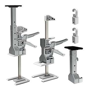 Cabinet Jacks 2 Pack Adjustable 0-19.9 Inches Hand Lifting Jack Tool Labor Saving Arm Jack for Installing Cabinets 3rd Hand Support System Multi-Function Furniture Lifter Drywall Lift