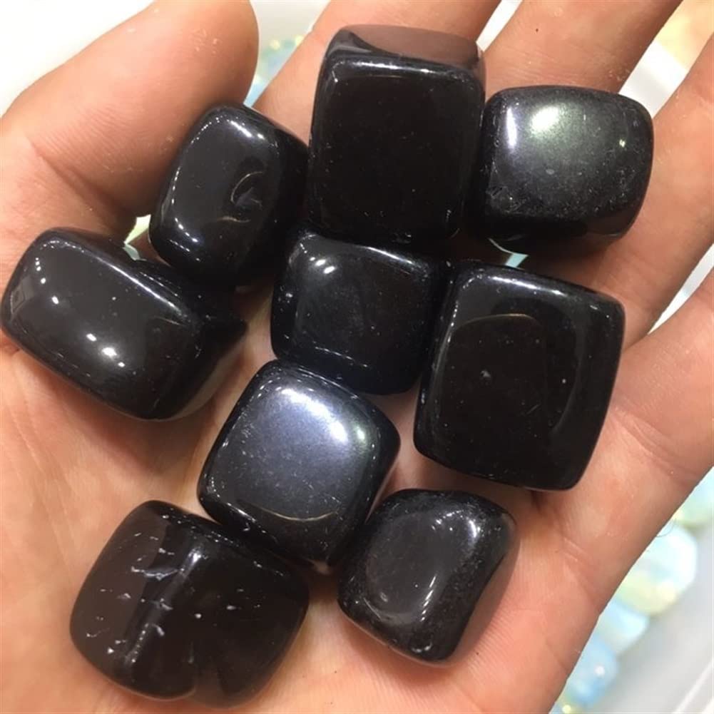 Haussammlung Natürlicher Kristall, rauer -Kristall, natürlicher schwarzer Obsidian, Trommelstein, polierte Kristallwürfelsteine, können verwendet Werden für(Size:400g)
