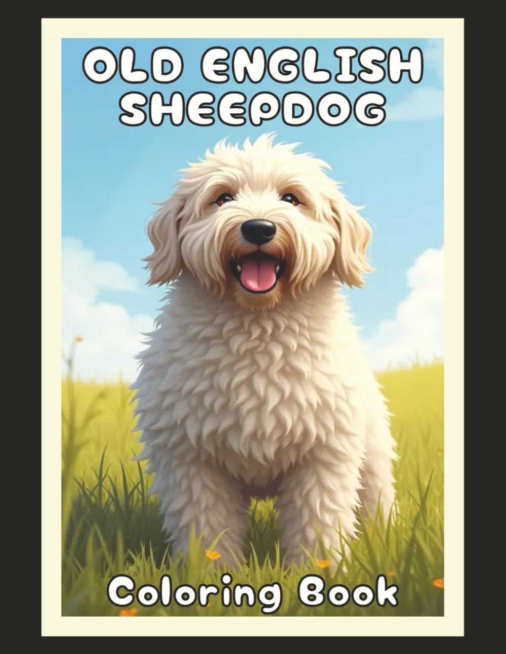 Old English Sheepdog Coloring Book: Cute Dog & Puppy Picture Pages with 60 Lined Drawings of Doggy Outdoor Adventures in Park, Mountain, City, Lake, ... Scenes + More | Art Gift for Kids and Adults