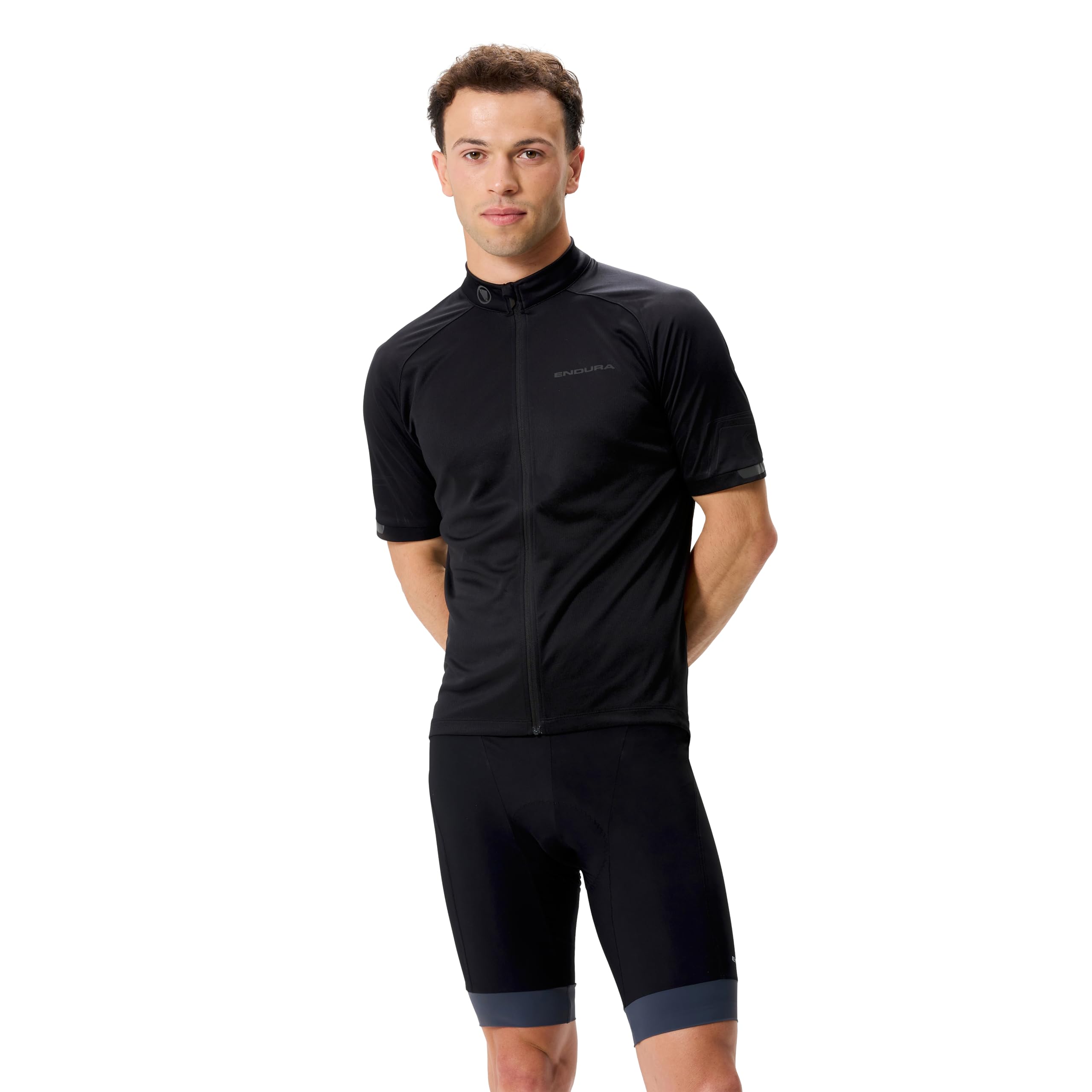 Endura Men's Xtract Shortsleeve Cycling Jersey II | Quick-Dry | Reflective Logos | Silicone Grip Jersey, Black, L