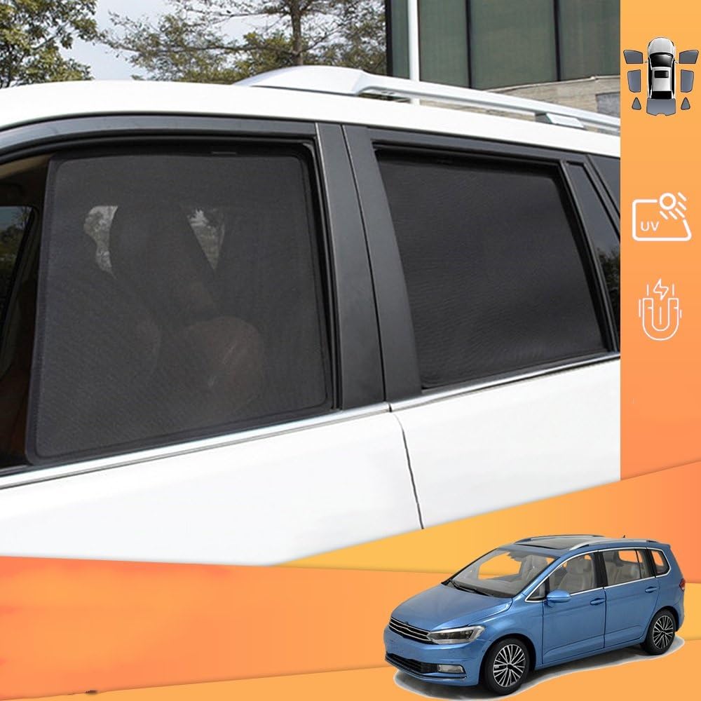 cache soleil fenêtre voiture Pour VW pour Touran 5T 2015-2023 magnétique voiture avant arrière fenêtre latérale pare-soleil/pare-brise pare-soleil rideau ombre fenêtre voiture (Taille : 4PCS Front Re