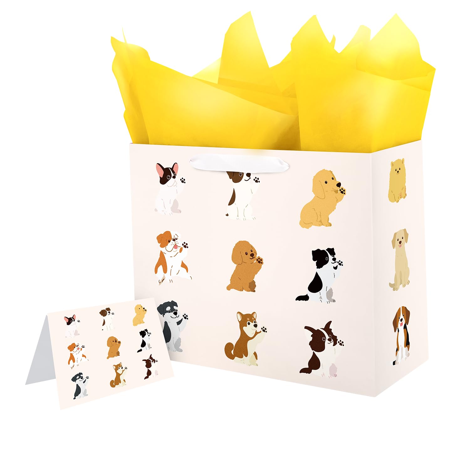 Linelglobal Dog Gift Bag with Wrapping Paper for Women Men 12.6"