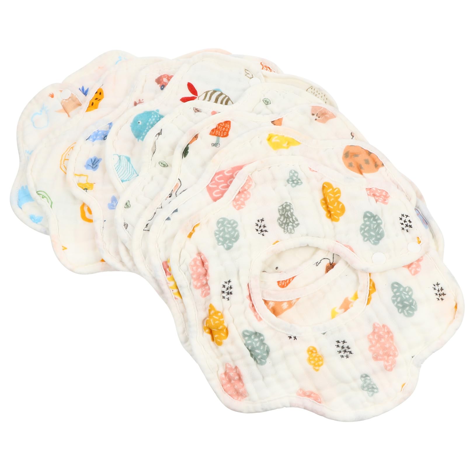 Baberos de Algodón Varios estilos 8 Piezas para Bebés y Niños Pequeños Ligeros y Protectores, Diseño Hebilla, Obsequio Adecuado para Nuevos Padres