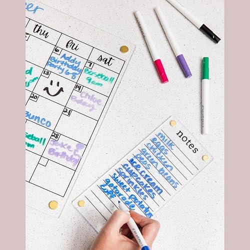 Miniatura 6 de Calendario magnético transparente para refrigerador con imanes dorados de 17 x 13 pulgadas, impresión blanca  Incluye bloc de notas acrílico de 4 x