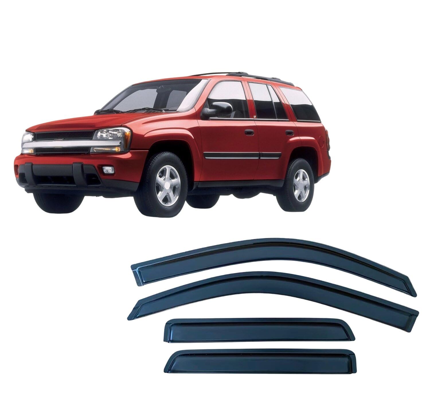 Liufangfc Normal Wind Deflectors For Chevrolet Trailblazer 2002-2009 – 4Pc Tape-On Smoked Visors, Weatherproof, Anti-Salt/Snow, Low-Noise