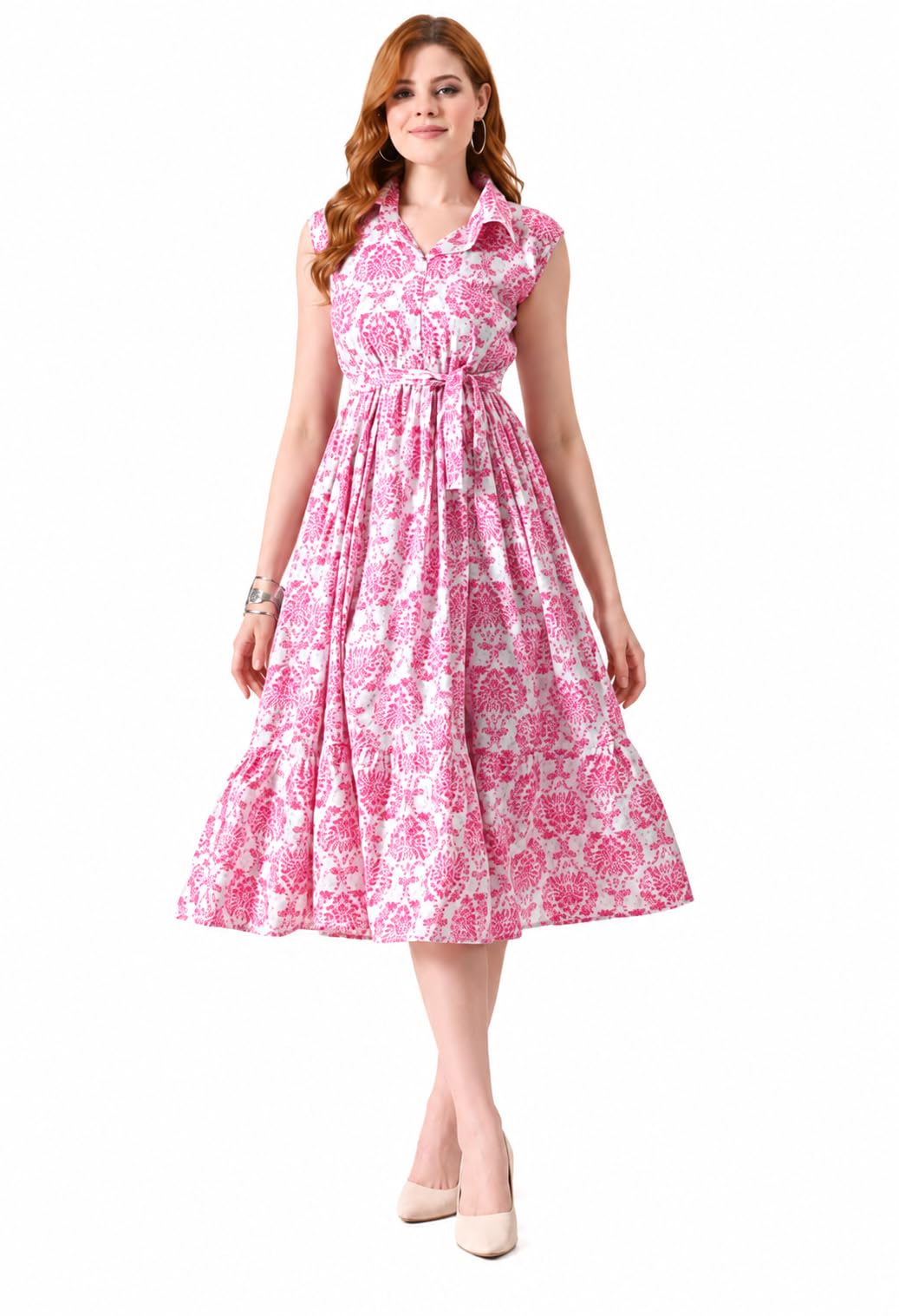 Women's Pure Cotton Maxi Midi Dress Western Dress for Women Elegant Floral Printed Long Dresses | Soft & Breathable Fabric | Casual Trending Dress-image-14
