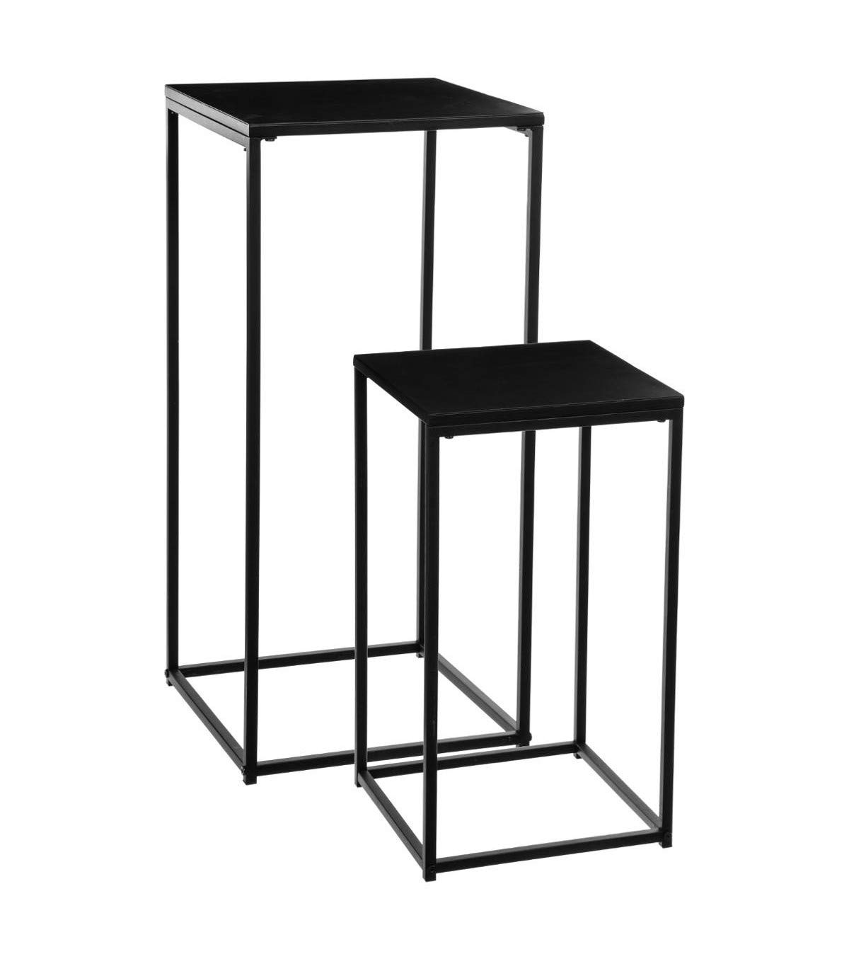 ATMOSPHERA CREATEUR D'INTERIEUR Lot de 2 sellettes Tables d'appoint en métal - Style Industriel - Coloris Noir