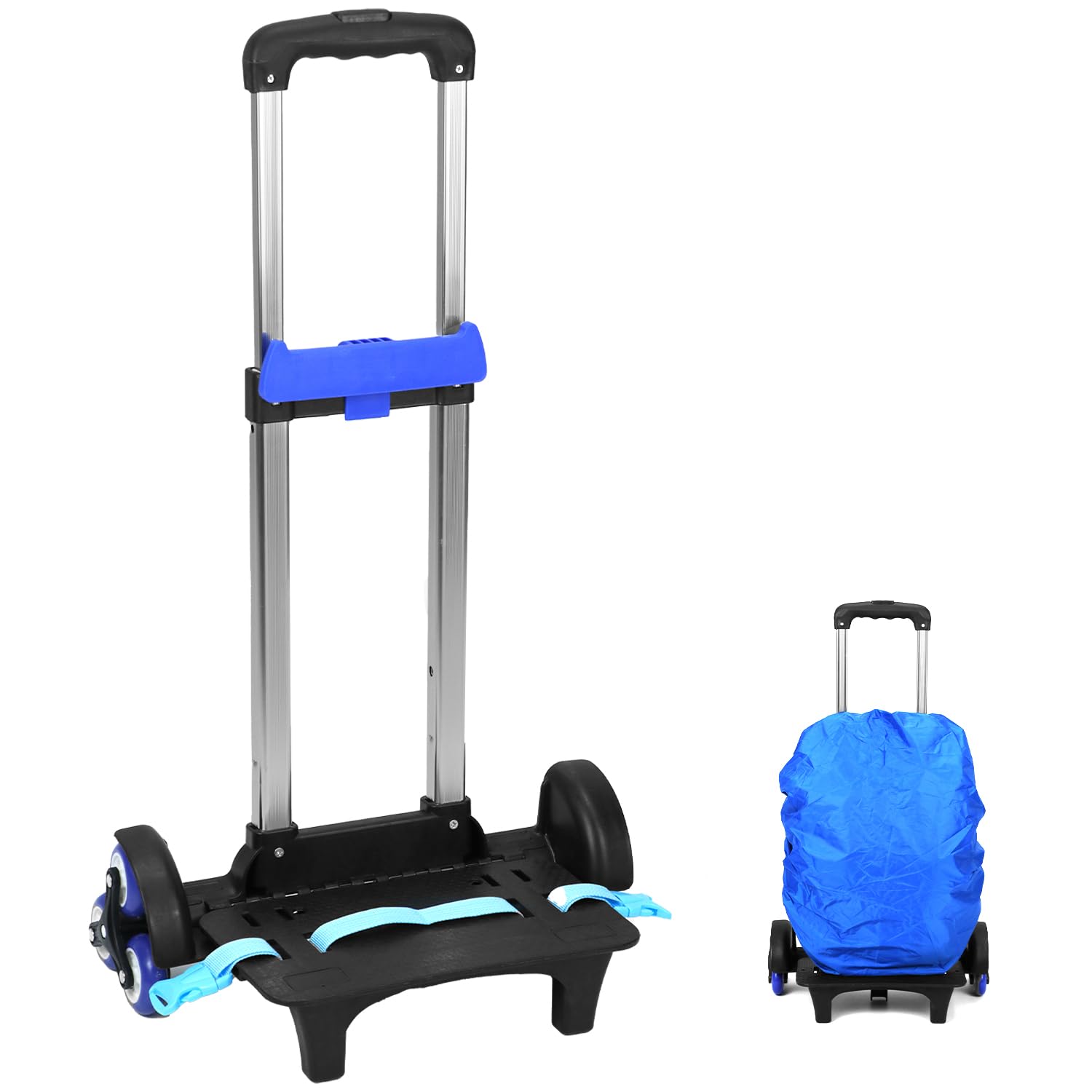 QWORK Trolley per zaino a 6 ruote, trolley pieghevole in lega di alluminio