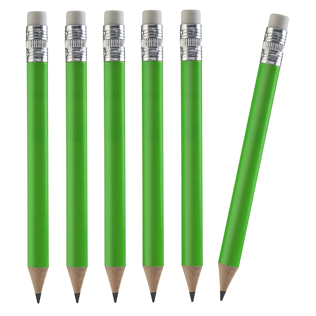 TH Golf 100pcs Golf Pencils, 4 Inch Mini Pencils Half Pencils with Eraser Sharpened Wood Mini Round Pencils for Schools Wedding Toddlers Home Corporate Multiple Colours (Neon Green)