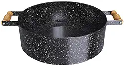 Caçarola Esmaltada 5L Panela para Fogão a Lenha 30cm Fogareiro com Alças de Madeira Qualinox