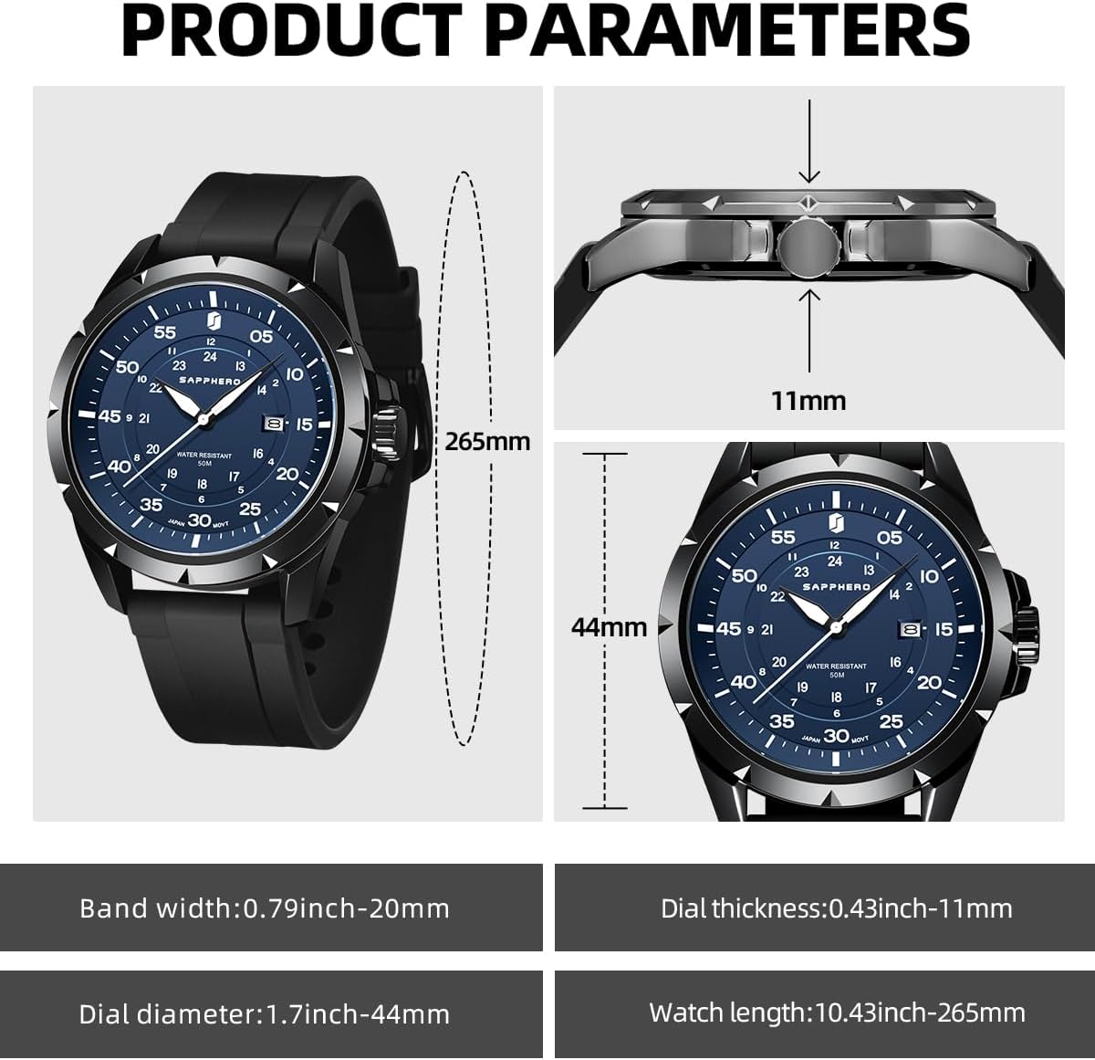 SAPPHERO Men's Watch Military Sports Watch 50M Water Resistant Luminous Pointer 3 O'Clock Date Window Durable Adjustable Nylon Strap Casual Watch for Men - Image 6