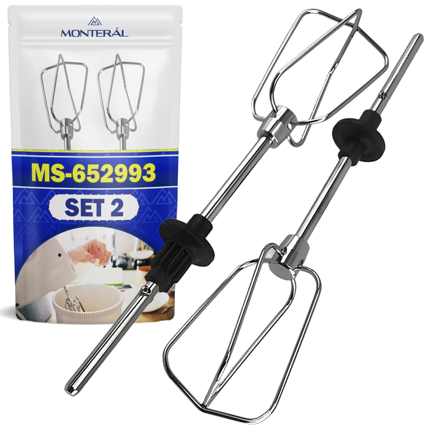 MONTERAL 2 Pezzi Fruste per Sbattitore Elettrico con Codice Originale MS-652993 MS652993 per Krups Mixer Mano F6081431 F6085811 GN9101 GN9121 3Mix 7000 3Mix 9000 Handmixer - Garanzia di 10 Anni