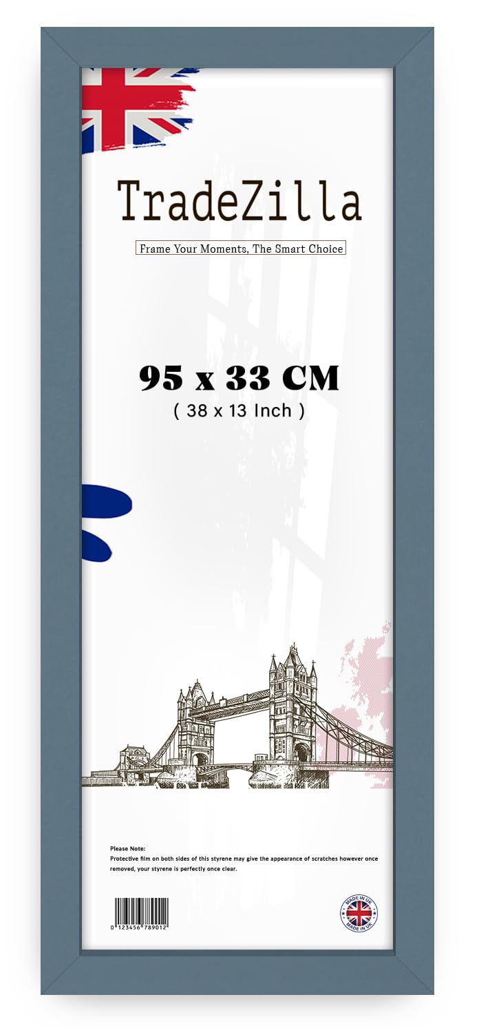 TradeZilla | Standard Size 38 x 13 Inch Dark Grey poster frame -950 x 330 mm Light Weight Mdf Wood – (95 x 33 CM) Sleek Design -|Perfect interior Décor [ Dark Grey ]
