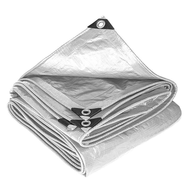 Tarpaulin 200 x 300 cm Heavy Duty, with Eyelets Multipurpose Tarp Easy to Wash for Camping, Garden, Greenhouse, Outdoor Furniture, Trailers & Sheds, Silver