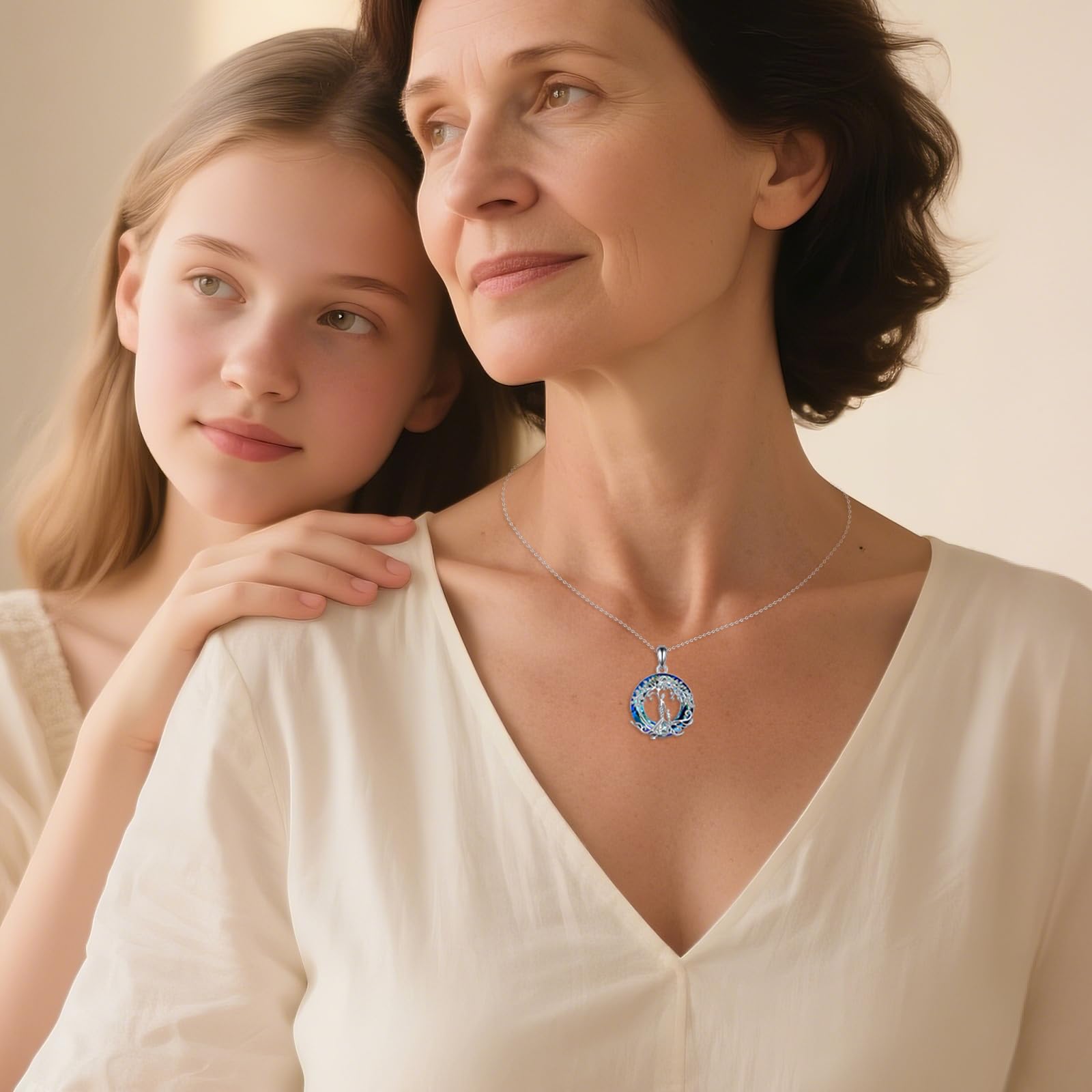 ONEFINITY Madre Collana in argento Sterling 925 con albero della vita, madre e figlia, collana per la festa della mamma, gioielli per la mamma, Cristallo