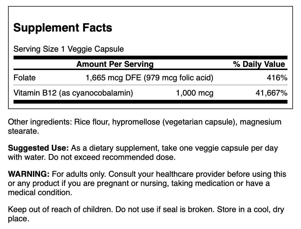 Swanson Folic Acid & Vitamin B12 Heart Support, 30 Veg Capsules — Amazon image 2