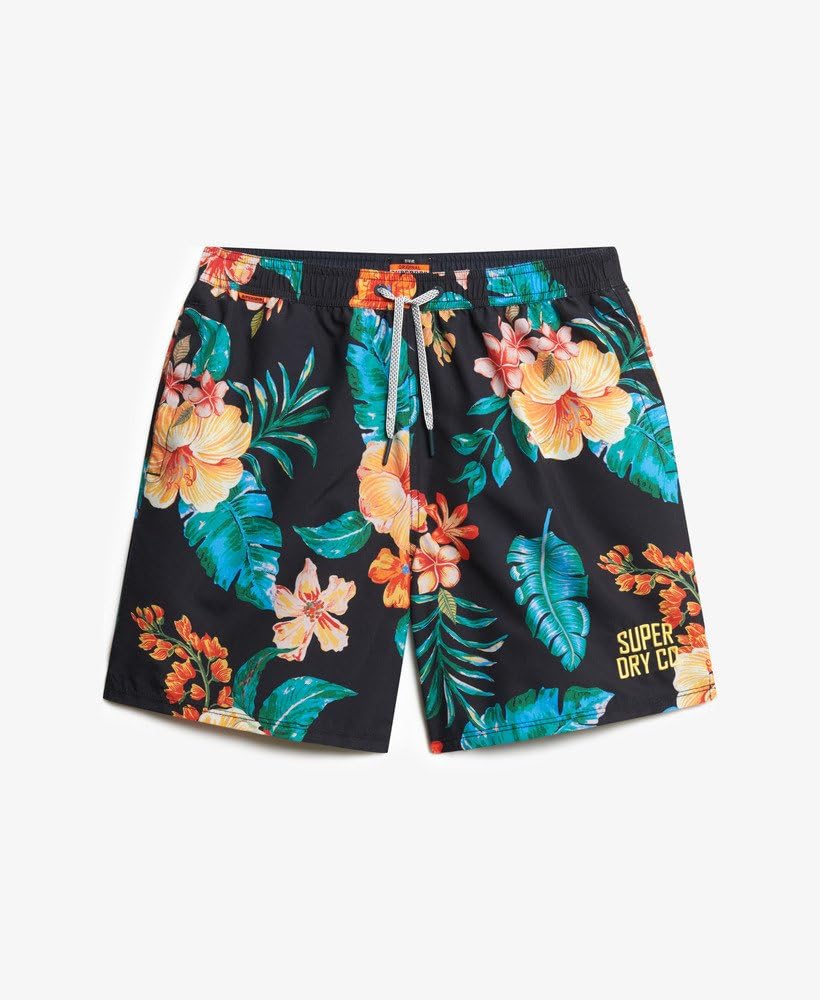 Superdry Męskie szorty kąpielowe o długości 43 cm z nadrukiem hawajskim