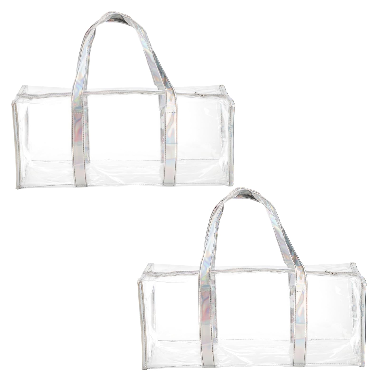 Lyellfe 2 Stück Durchsichtige Sporttasche, Heavy Duty Travel Tote Sporttasche,Kunststoff Kosmetiktasche für Fitnessstudio, Reisen, Strand und Picknick