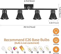 Vista 1 de YILYNN Moderno kit de iluminación de pista de 4 luces, proyector de techo direccional negro con cabezal de luz giratorio, iluminación de pista