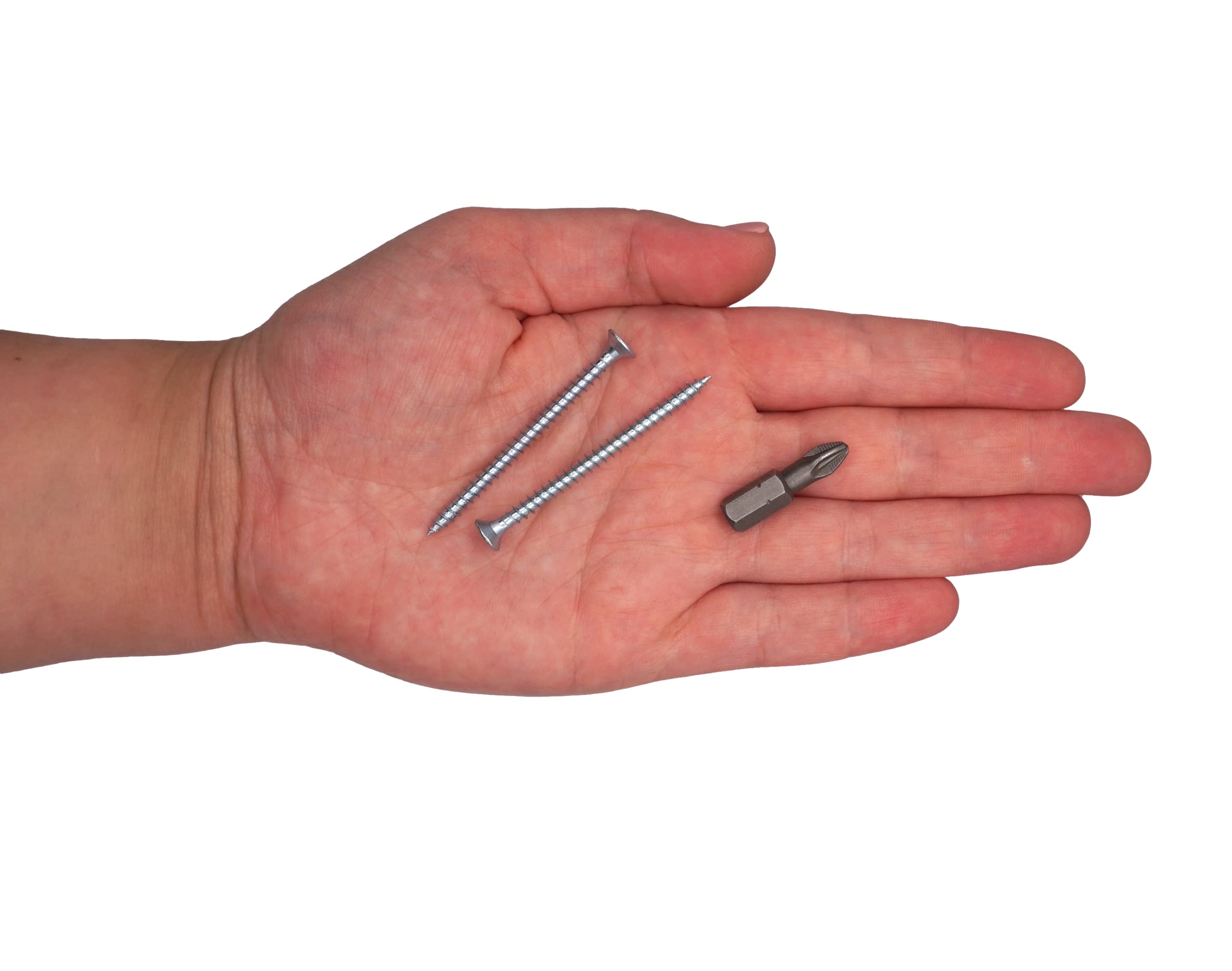 SKIR'CO (Pack of 100 pcs) Zinc Plated Steel 3.5 x 50 mm Silver Wood Screws, Pozidriv Countersunk Head, Chipboard Screws - Image 4
