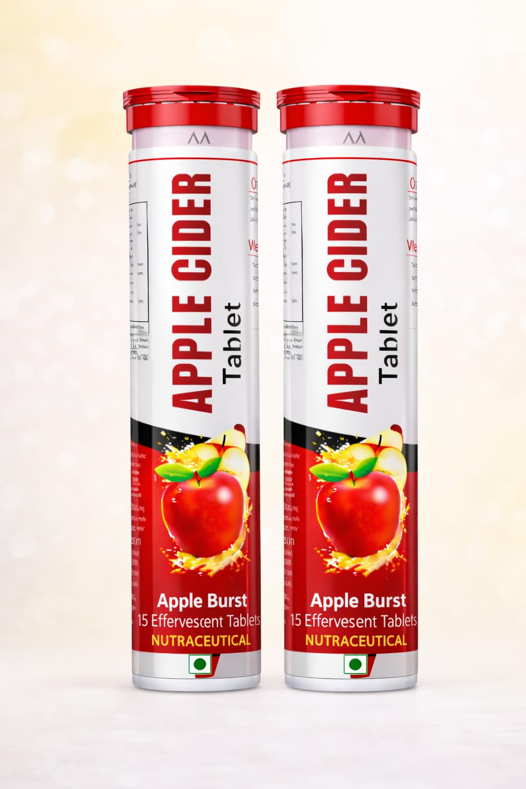 Apple Cider Vinegar Effervescent Tablet with mother | Support Metabolism, Improve Digestion & Appetite Control I With 500 mg ACV, Vit B6 & B12 I No Maltodextrin, No Added Sugar I Pack of 2