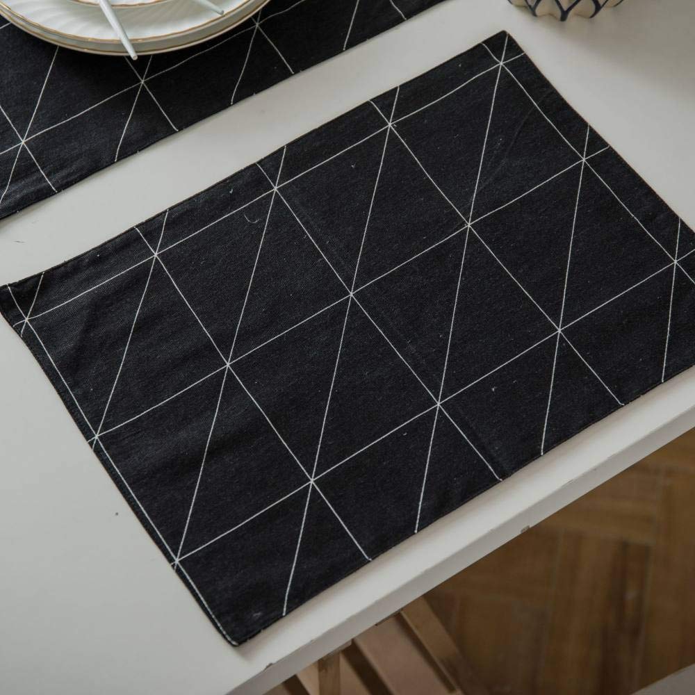 Manteles Individuales,Manteles Individuales Para Mesa De Comedor, Manteles Individuales Negros, Manteles Individuales De Lino De Algodón, Manteles Individuales Geométricos Modernos Simples, Mantel
