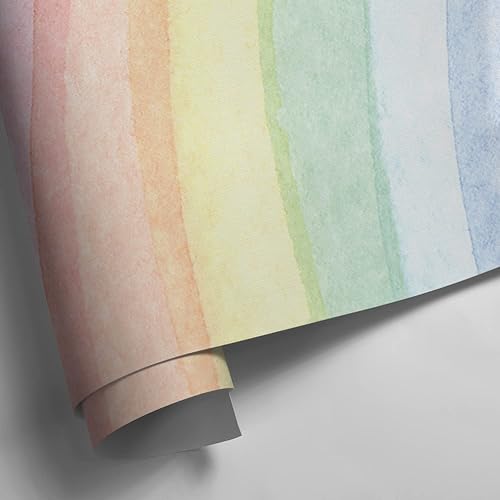 Miniatura 9 de funlife Adhesivos murales de pared grandes de arcoíris para despegar y pegar, precortadas en acuarela pastel, calcomanías de pared para dormitorio