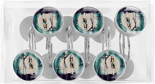 Miniatura 5 de Ganchos para cortina de ducha de Halloween, 12 anillos de cortina de ducha, ganchos de ducha para cortinas de baño