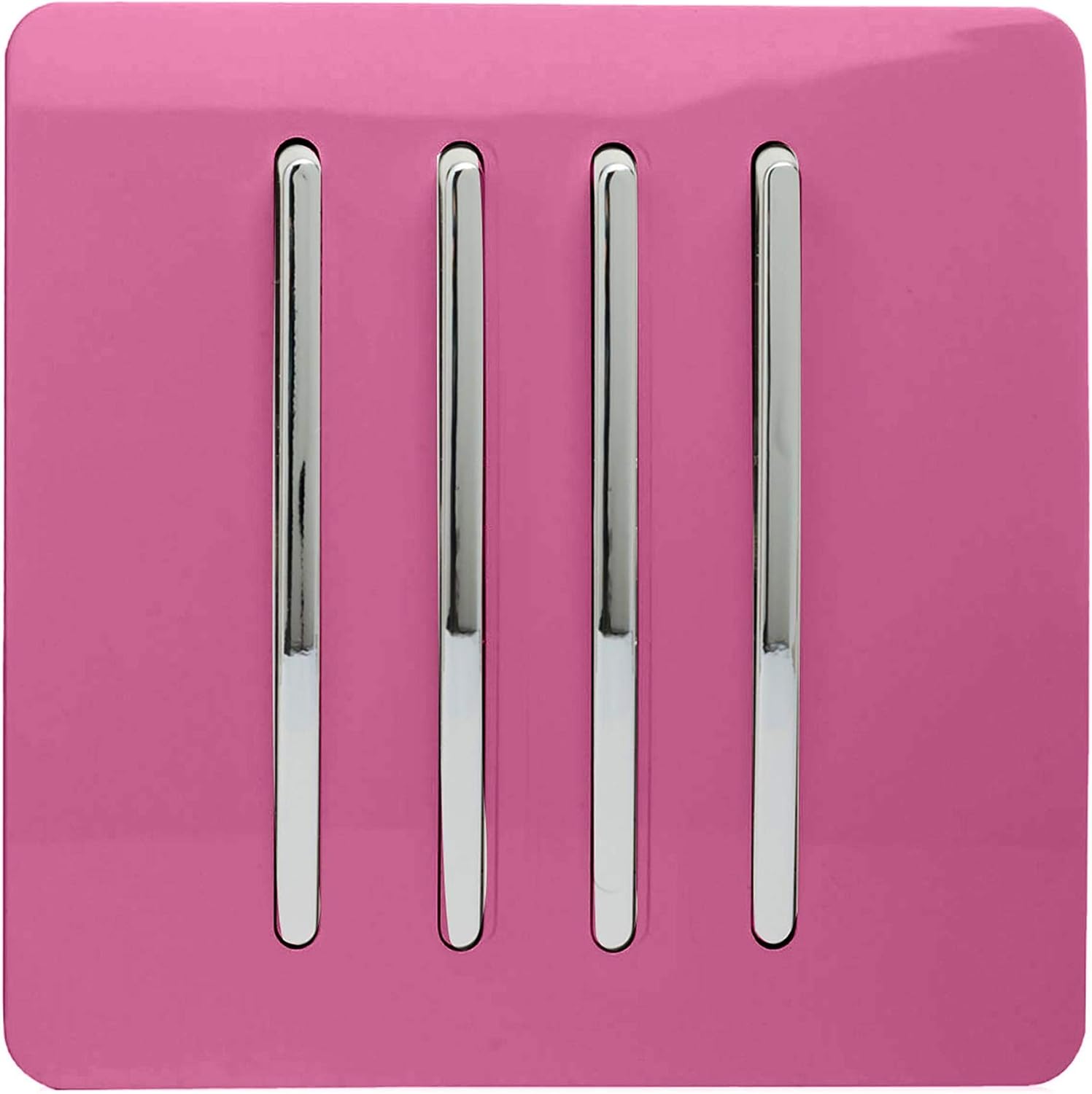 Trendi 4 Gang 2 Way Artistic Modern Glossy 10 Amp Rocker Tactile Light Switch Pink