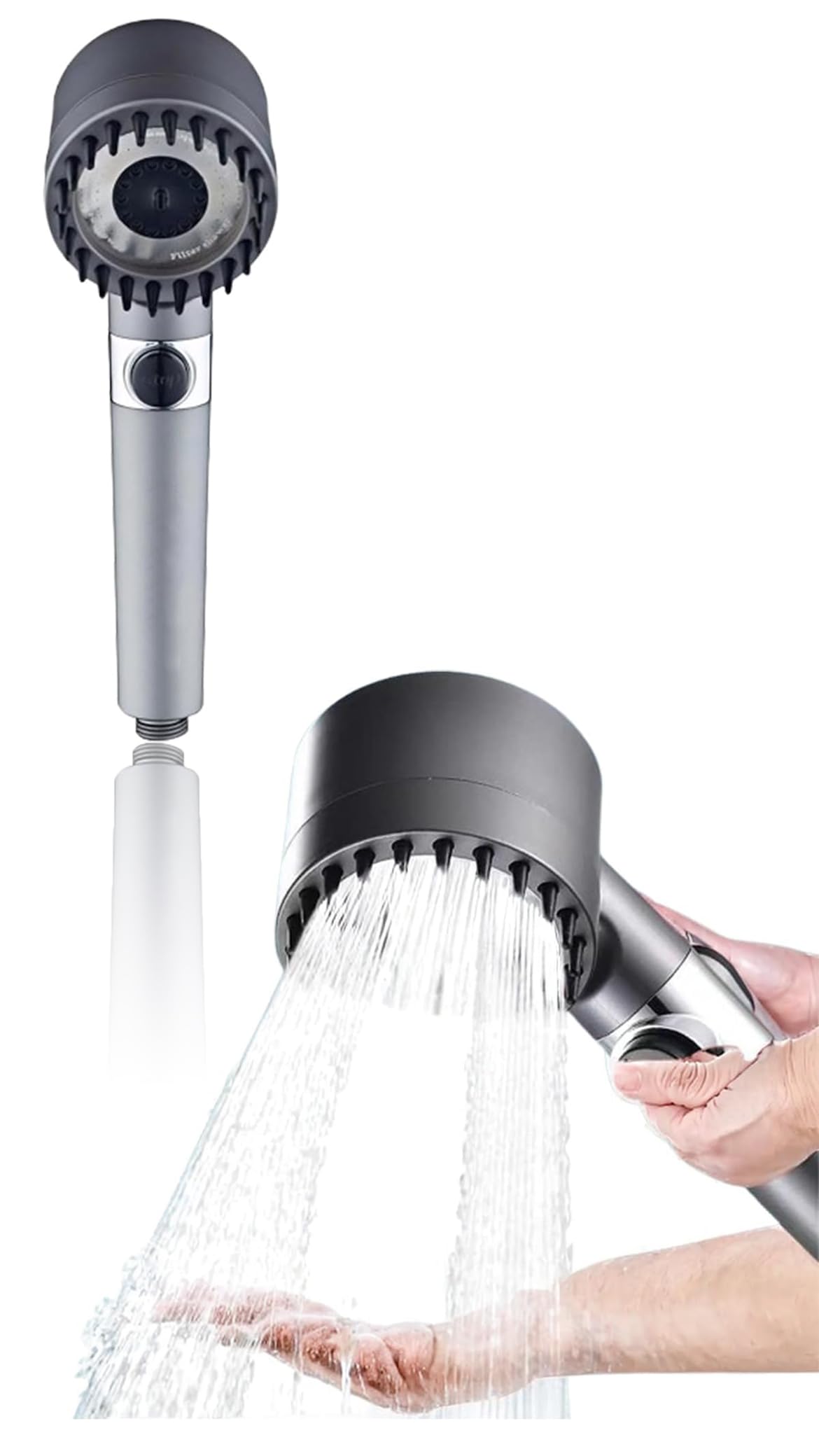 Sweet seven 3-Function Massage Shower Head with Handheld - High Pressure, Full Body Coverage, Filtered Shower Head for Hard Water - 3 Spray Modes