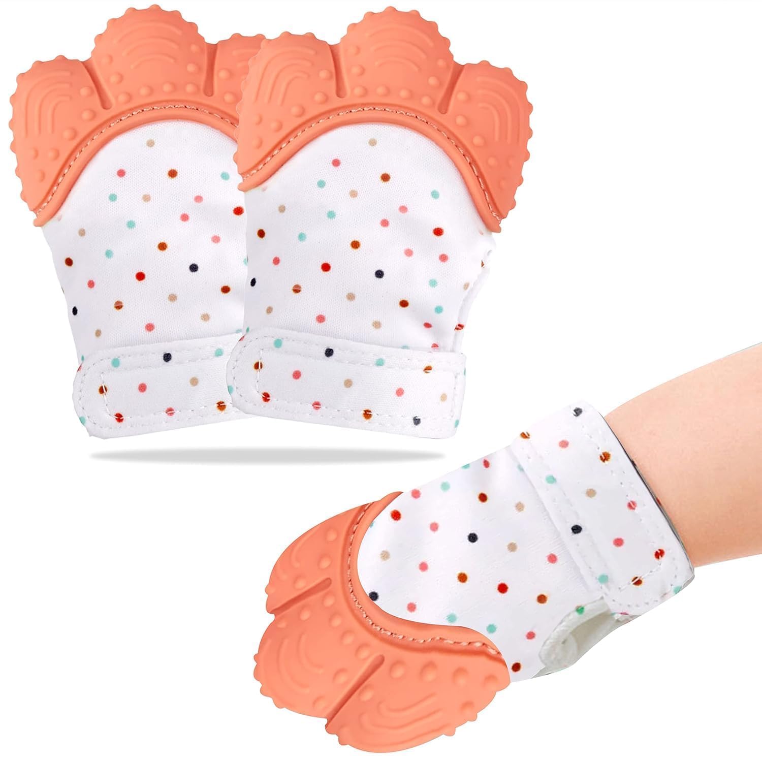 WROPZO Cute Printed Infant Teething Mittens | Food Grade Silicone Self-Soothing Teether Gloves Toy for Newborn Babies | Safe, Soft & Comfortable Teething Relief-image-36