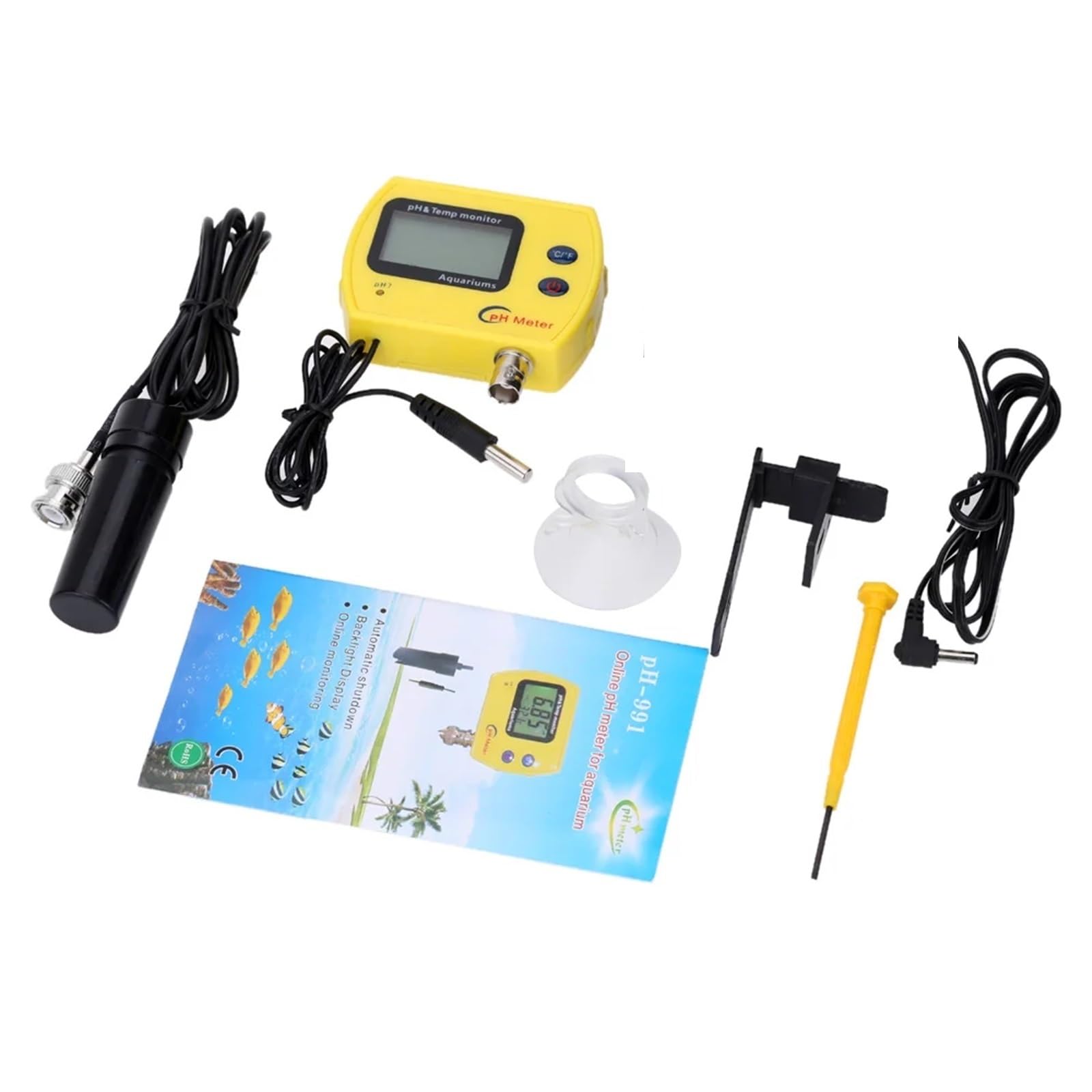 Misuratore di pH online ad alta precisione for acidosimetro for acquari Analizzatore di qualità dell'acqua Misuratore di pH e temperatura Misura la soluzione potabile,Giardino,Prato,Interno,Uso ester
