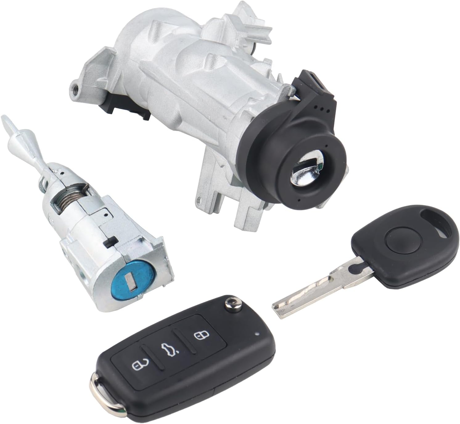 Ignition Switch Lock Cylinder w/Keys (48-Chip 433 Frequency) Compatible with 2003-2013 VW Jetta Golf Rabbit Tiguan Audi A3 TT,1K0905865 1K0905841 - Image 2
