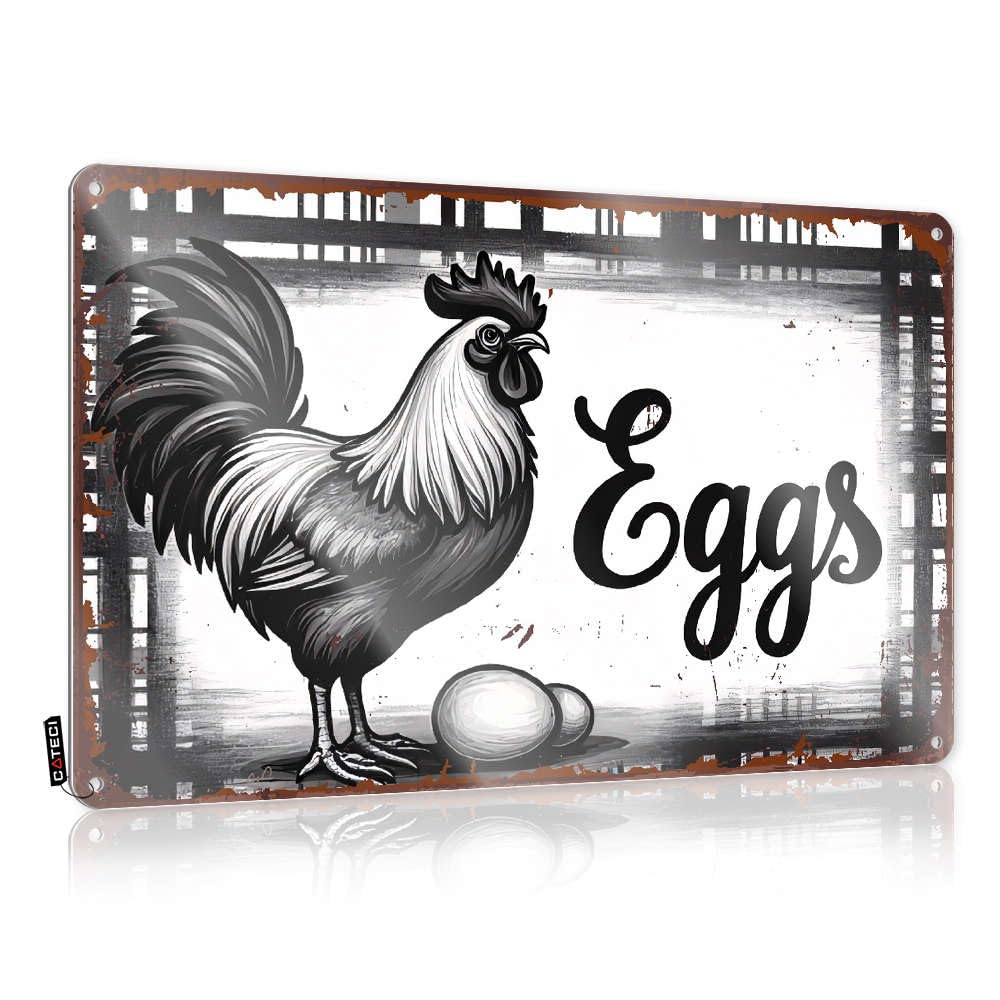 Fzfn Colour Vintage Stair Art - Rooster With Eggs On A Farm. Custom Rustic Wall Hanging(20X30cm)