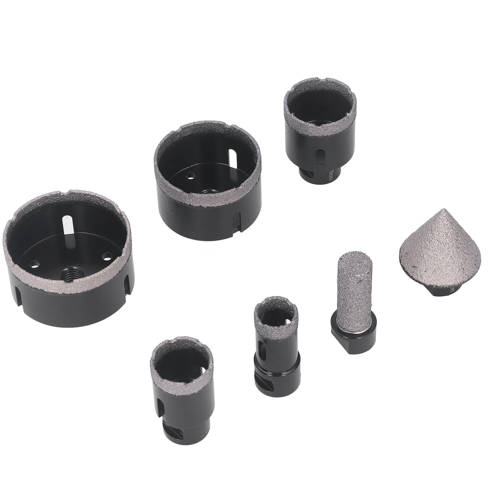 Juego de 7 brocas de sierra para agujeros con diamante, kit de brocas de taladro central M14 para cerámica, mármol y azulejos, brocas de diamante de 25 a 75 mm con puntas de dedo,