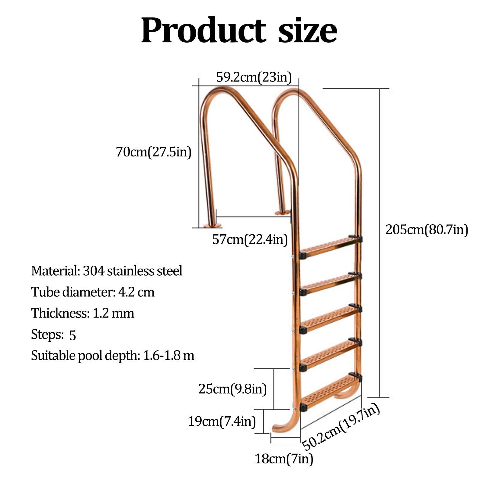 Échelle pour Piscine enterrée en Acier Inoxydable 304