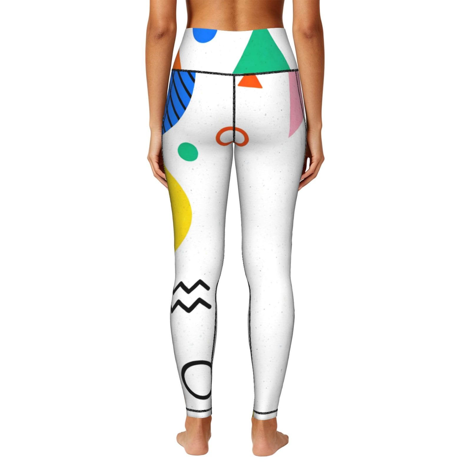 Legginsy treningowe z nadrukiem z wysokim stanem, damskie kieszenie boczne