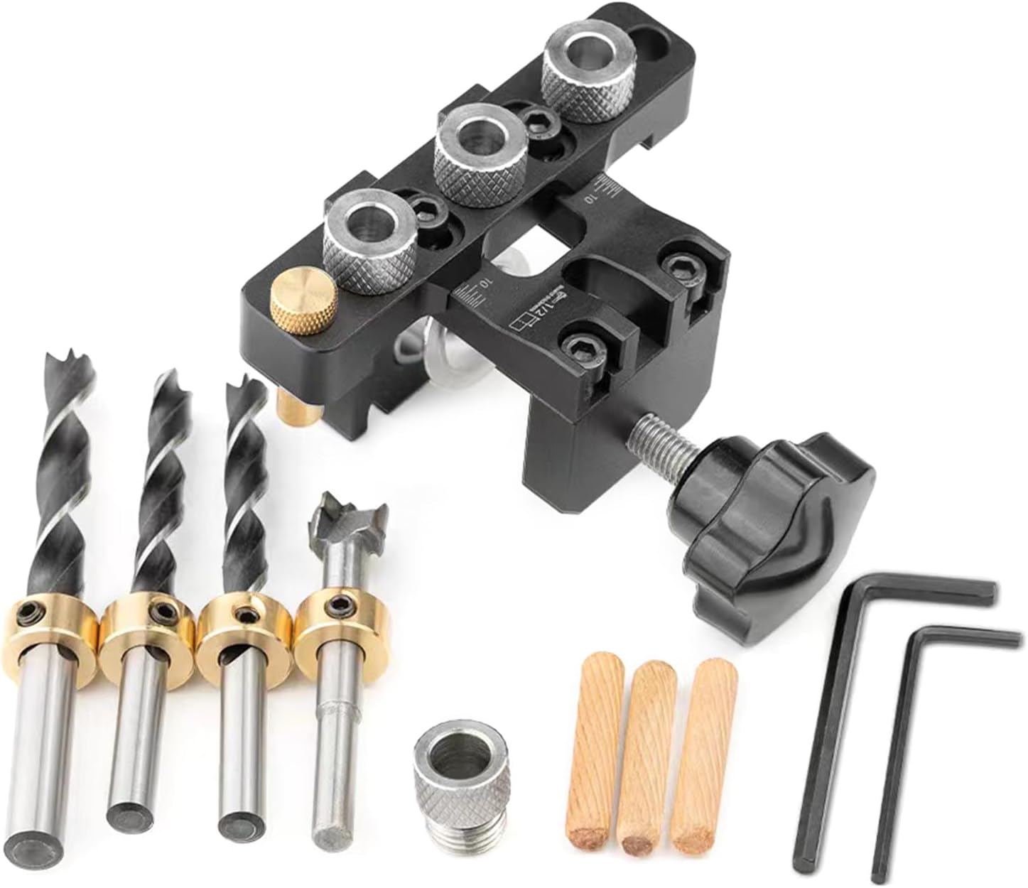 3 In 1 Pocket Hole Jig Kits 8/10/15mm Pocket Hole Wood Doweling Drilling Template Positioning Clip Adjustable Drill