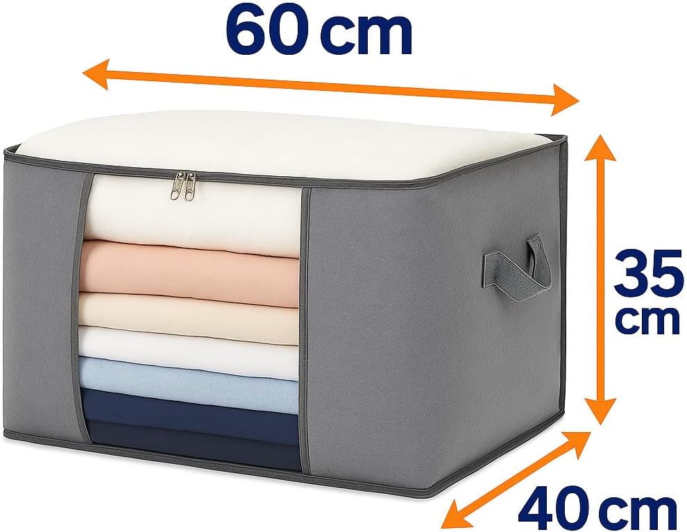 Kit c/ 4 CAIXA Sacos Organizadores REFORÇADO de Roupas e Edredons – Visor Transparente, Zíper Forte, Alças Laterais, Dobrável, Empilhável – Ideal Closet, Cama, Brinquedos e Viagens (Kit c/4) Kit c/ 4 CAIXA Sacos Organizadores REFORÇADO de Roupas e Edredons – Visor Transparente, Zíper Forte, Alças Laterais, Dobrável, Empilhável – Ideal Closet, Cama, Brinquedos e Viagens (Kit c/4)