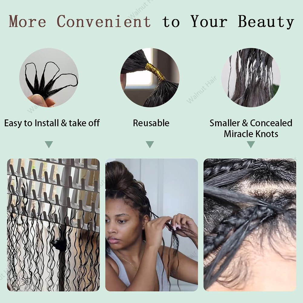 Loose Deep Wave Crochet Human Hair Extensions Brazilian Virgin Feather Hair Braids Bundles Pre Separated Boho Braiding Hair Miracle Knots For Black Women Walnut Hair Natural Color 20inch 120g image 5