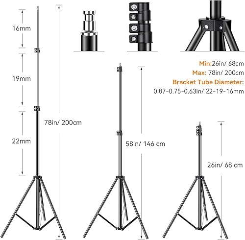 Miniatura 6 de Kit de iluminación Softbox, kit de fotografía Camnoon con 3 cajas de luz, 3 85W 2800K-5700K luz LED de temperatura bicolor, 3 telones de fondo,